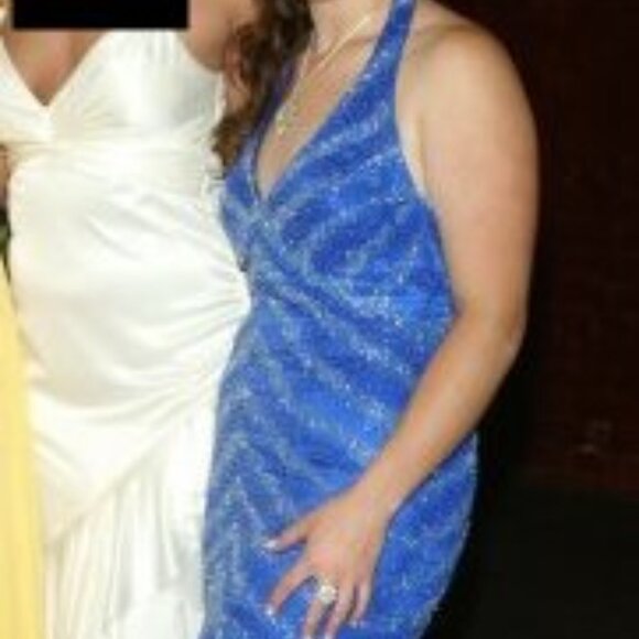 Blue Mermaid Skirt Prom Dress with beautiful beading -- only worn once! - Picture 2 of 10